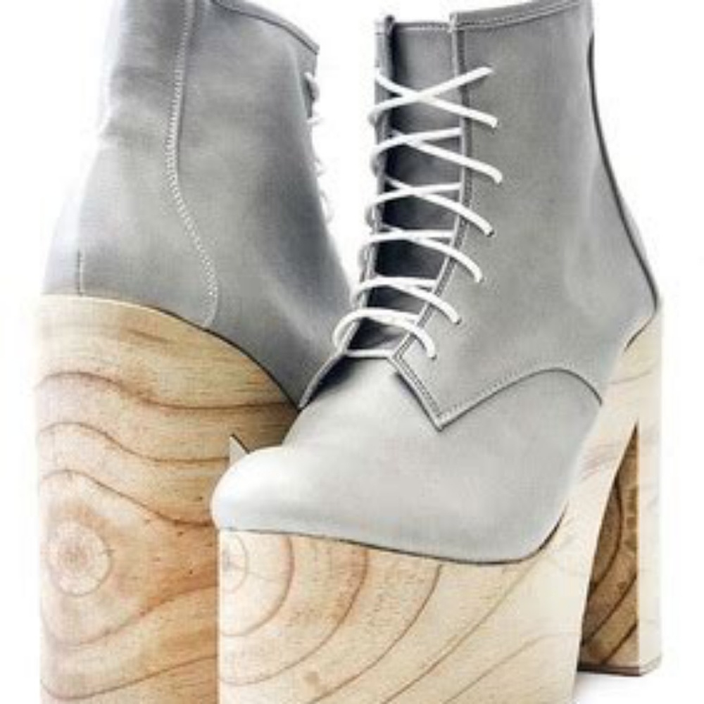 Deandri Helga Grey Platform Ankle Boots